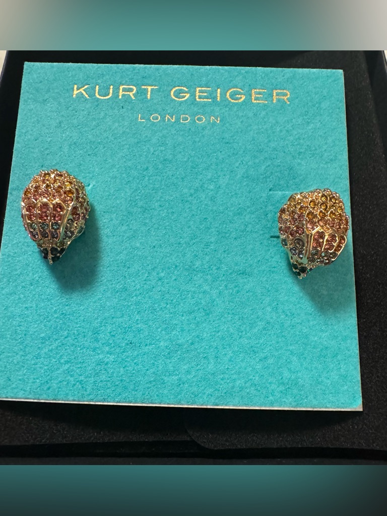 Kurt Geiger London Gold Tone Pav Multicolor Crystal Eagle Stud Earrings Nwt 45$